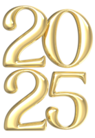 happy new year Number 2025 3D Rendering png