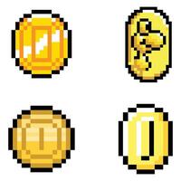 The Illustration of Gold Coin Level Up Game Pixel vector