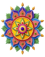Festive Colorful Rangoli Art with Geometric Patterns png