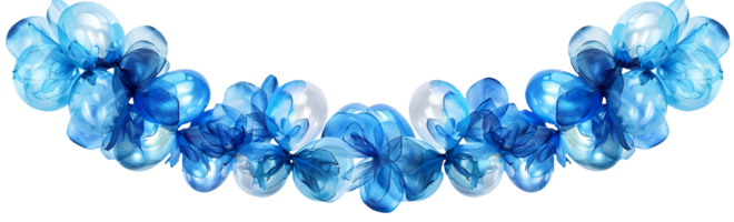 Stylish garland with blue elements on transparent background. Can be used as divider, footer or header. Happy Birthday design element. Festoon. It s a boy, gender party. png