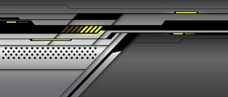 Abstract cyber technology futuristic metal black line yellow light power circle mesh geometric design creative background vector