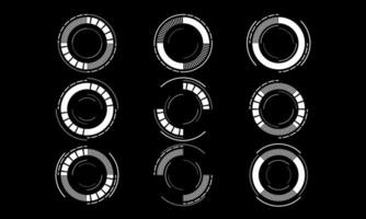 Set of sci fi white circle user interface elements technology futuristic design modern creative on black background vector