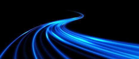 Abstract blue fast speed light effect movement on black background vector