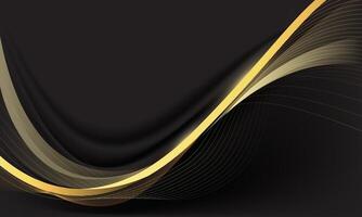 Abstract black gold light luxury wave curve with blank space for text place design modern creative background vector