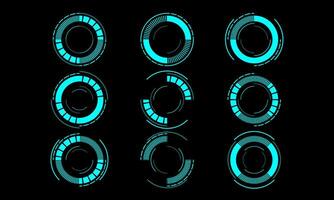 Set of sci fi blue circle user interface elements technology futuristic design modern creative on black background vector