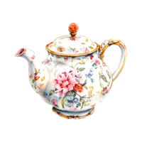 Charming Vintage Teapot Watercolor Illustration on a transparent background png