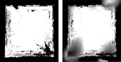 set of frames with grunge textures, old frame with a frame, antique photo frame, black and white grunge frames with a border, two black and white frames set square vintage photo frame vector