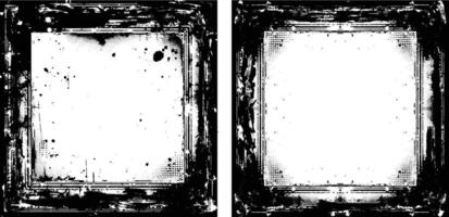 tow different frames with grunge textures, grunge frame on black background , set of Vintage grunge border vector