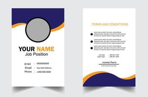 Modern and clean business id card template. professional id card design template with blue color. corporate modern business id card design template. Company employee id card template. vector