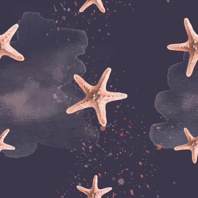 Watercolor illustration pattern starfish, water, sea, ocean. Simple, childish, gentle Fabrics textiles wallpaper paper background
