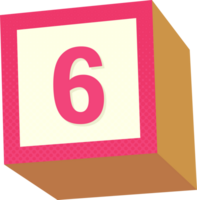 A pink and white block with the number six on it png