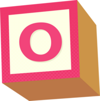 A pink and white block with the letter o on it png