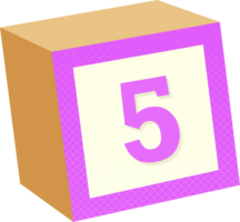 A purple and white block with the number five on it png