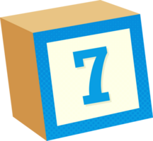 A blue and white block with the number seven on it png