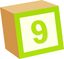 A block with the number nine on it png
