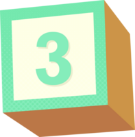 A block with the number three on it png