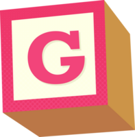 A pink block with the letter g on it png