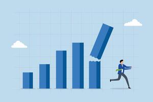 Economic recession from high inflation, Businessmen investor is scared and fleeing due to the falling graph. vector