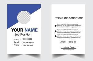 Abstract Flat Blue Id Card Design, Professional Identity Card Template vector