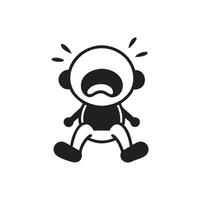 Baby Crying infant with tears icon on white background vector