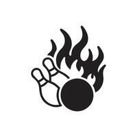 Flaming Bowling Ball Icon on white background vector