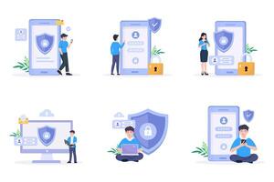 Data protection concept. Shield on Computer data management and protect data. vector