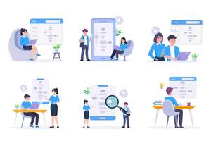 workflow diagram or model design, flowchart to get result Illustration. vector