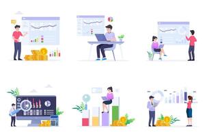 Data analysis for business finance investment concept vector
