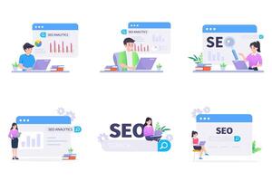 SEO Optimization, web analytics and seo marketing social media concept vector