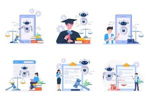 Artificial Intelligence in Law, flat modern design illustration vector