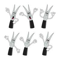 Happy Steak Fork Mascot Illustration with Various Pose Cartoon Collection vector