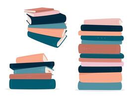 Colorful stack of books. Pile of books isolated on white background. vector
