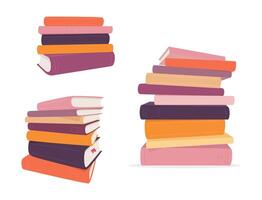 Stack of books isolated on white background. Colorful illustration vector