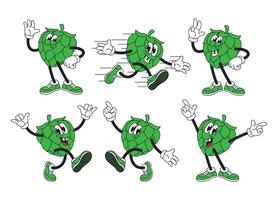 Cheerful hops Cartoon Mascot Illustration with Various Pose Set vector