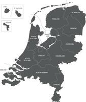 regional map of Netherlands with provinces, Caribbean special municipalities and administrative divisions. Editable and clearly labeled layers. vector