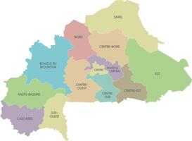 map of Burkina Faso with regions or territories and administrative divisions. Editable and clearly labeled layers. vector
