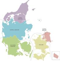 map of Denmark with regions or territories and administrative divisions. Editable and clearly labeled layers. vector