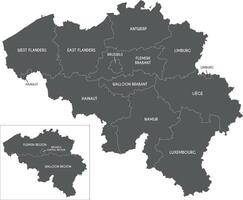 map of Belgium with regions, provinces and administrative divisions. Editable and clearly labeled layers. vector