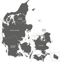 map of Denmark with regions or territories and administrative divisions. Editable and clearly labeled layers. vector