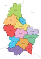 illustrated regional map of Luxembourg with cantons and administrative divisions, and neighbouring countries and territories. Editable and clearly labeled layers. vector