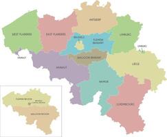 map of Belgium with regions, provinces and administrative divisions. Editable and clearly labeled layers. vector
