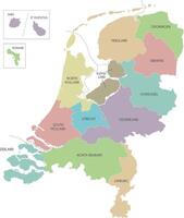 regional map of Netherlands with provinces, Caribbean special municipalities and administrative divisions. Editable and clearly labeled layers. vector
