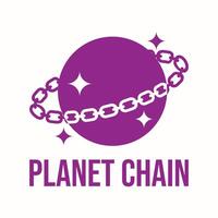 planet chain flat minimalist logo design vector