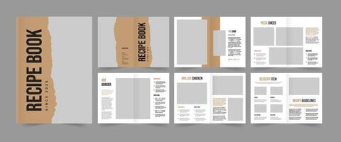Recipe book layout template, cookbook design, food menu template vector
