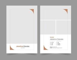 Model comp card template and photo card layout design vector