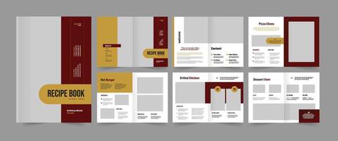 Recipe book , cookbook design, food menu template, cookbook magazine design vector