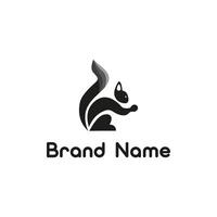 Stylish and minimalist squirrel logo design in black and white, featuring a sleek graphic style. Ideal for branding, marketing, and business identity vector