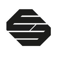 Modern, minimalist logo featuring a black geometric hexagon on a white background with initial EB. Ideal for branding, business identities, or design projects emphasizing simplicity. vector