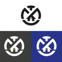 minimalist letter MT logo. with a house with a cross on it vector