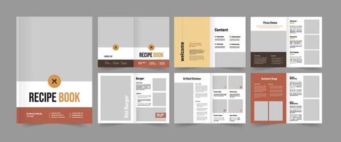 Recipe book template, cookbook, food menu design, cookbook magazine layout vector